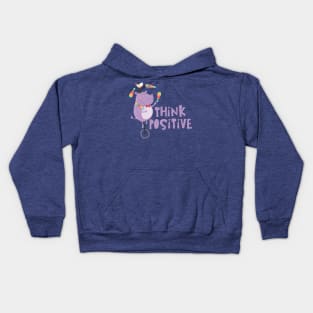 Think Positive: Juggling Hippo Kids Hoodie